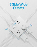 Flat Plug Power Strip with 10 FT Extension Cord (10 FT / 8AC)