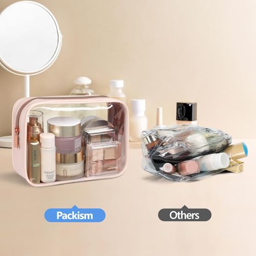Clear Makeup Bag Travel (4 Pack Beauty Nude Pink / TSA Specialist (4-Pack Medium - Soft))