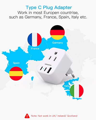 European Travel Plug Adapter (Type C - Most of Europe)