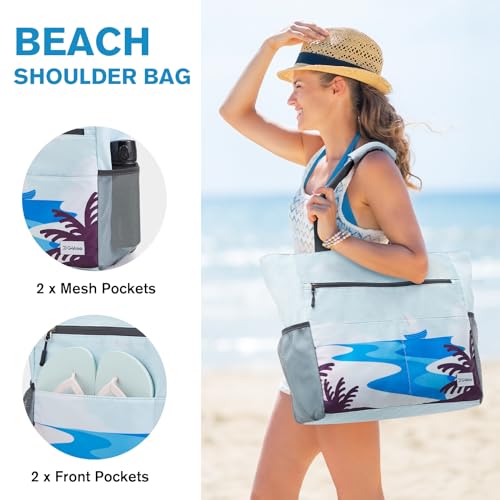 Beach Bag Waterproof Sandproof Large Capacity Foldable for Women (Sunrise Print / 35L)