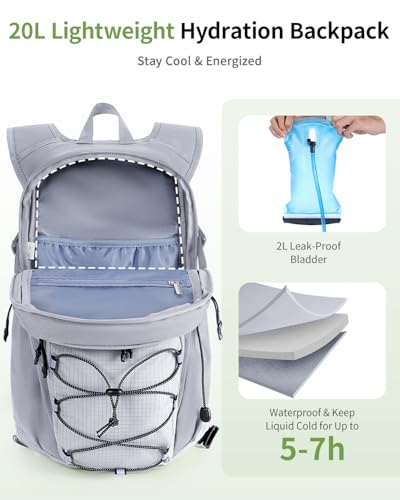 20L Lightweight Hydration Backpack with 2L Water Bladder&Waist Pack