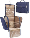 Makeup Bag for Women with Hanging Hook (Navy Blue / Large)