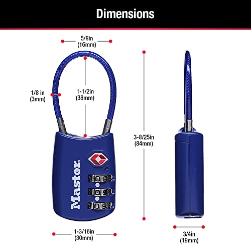TSA Approved Combination Luggage Lock (Blue / 4 Pack)