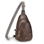 Crossbody Bags for Women Anti Theft Small Sling Handbag with Zipper Lock Vegan Leather RFID Blocking Chest Pure (Coffee)