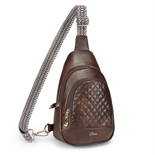 Crossbody Bags for Women Anti Theft Small Sling Handbag with Zipper Lock Vegan Leather RFID Blocking Chest Pure (Coffee)