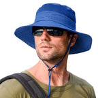 Sun Hats for Men Women UPF 50+ Breathable Wide Brim Summer Fishing (Royal Blue)