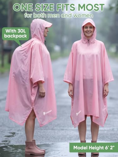 Hooded Rain Poncho for Adults (Pink-basic)