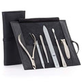 6pc Manicure & Pedicure Set (6-Pc: Clipper, Nipper, Cuticle Pusher / Black Leather Roll)