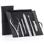6pc Manicure & Pedicure Set (6-Pc: Clipper, Nipper, Cuticle Pusher / Black Leather Roll)