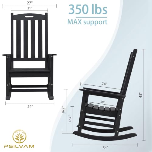 Outdoor Rocking Chairs Set of 2 (Black / 2 pack)
