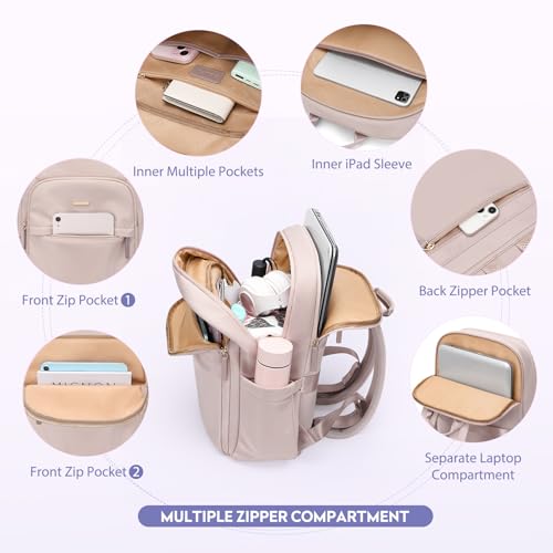 Hiking Travel Backpack for Women Casual Business Weekender Multilayer Laptop Bag (A-pink / 16 Inch)