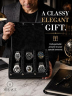 Watch Travel Case for Men Watch Roll for Travel Organizer and Display Watch Case (6-Slots / Black Black)