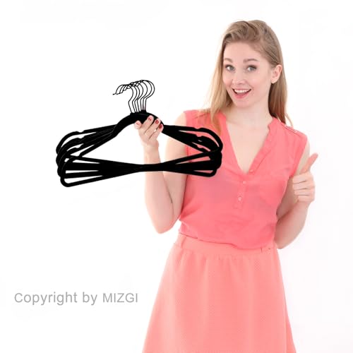 Black Velvet Hangers 50 Pack Non Slip Heavy Duty Black Hooks (Black/Black / 50-Pack)