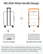 Wide Handle Luggage with Front Pocket Hardshell Aluminium Check In Suitcase with Wheels Medium 24 Inch Front Opening Checked Luggage with Spinner Wheels TSA Lock Airline Approved Luggage (Checked Medium 24 Inch / White)