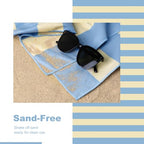 Microfiber Beach Towel (V-sea Salt Stripe / Extra Large(67x35"))