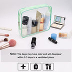 6 Packs Clear Makeup Bags (Green-6PCS (Large+Medium+Small))
