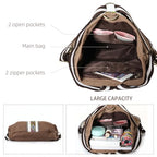 Women Canvas Backpack Daypack Casual Shoulder Bag (Brown)