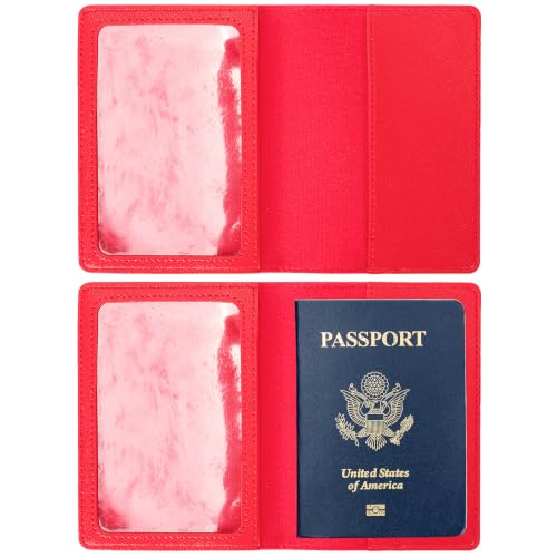 2 Pack Passport Covers & Vaccine Card Holder (Blue & Red)
