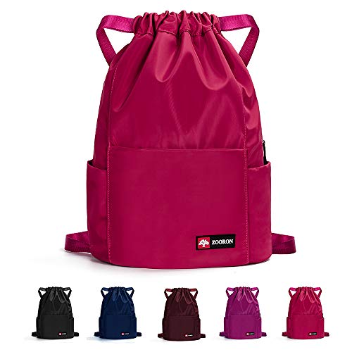 Waterproof Drawstring Gym Backpack Bag for Men & Women (A05-rose)