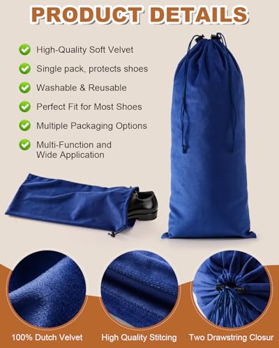 4 Pcs Single Shoe Bags for Travel (Palace Blue / 17.3"x8.6")