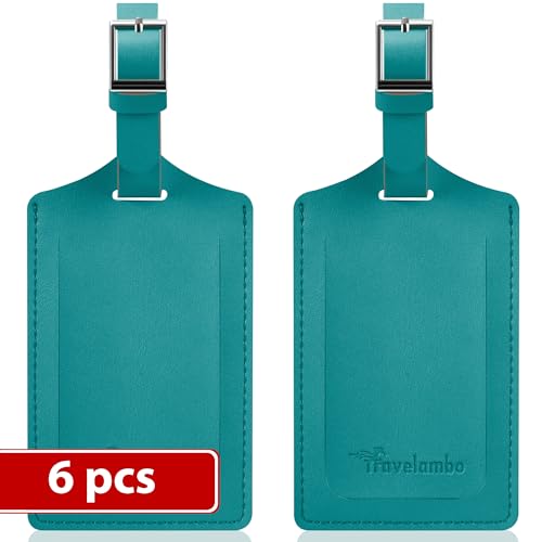 6 Pack Luggage Tags for Suitcases Airplane Travel Essentials (Bright Green)