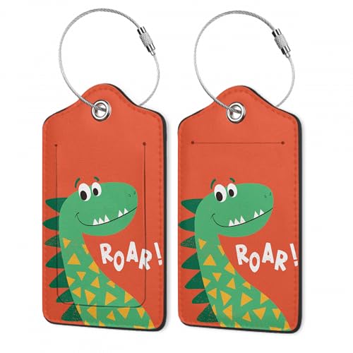 2 Pack Luggage Tags (Cute Cartoon Dinosaur)