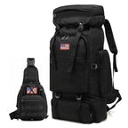 80L 2 pack Hiking Backpack for Men with Sling Tactical Backpack (80l Black - Pro(900d Fabric) + Sling Bag Bundle / Hiking Backpack 3077)