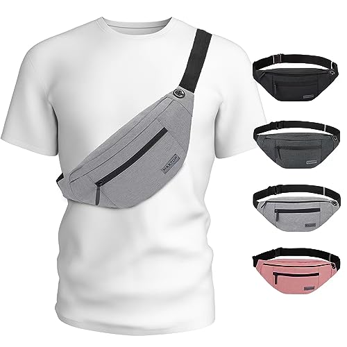Crossbody Bags for Women Men Travel Essentials Fanny Pack Belt Bag (Grey / Large)