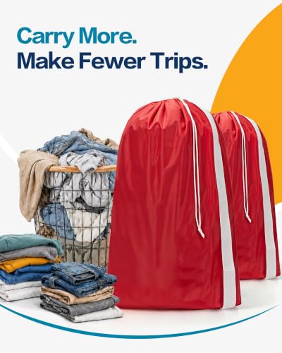 XL Nylon Laundry Bag with Strap ((1 pack) Red)