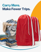 XL Nylon Laundry Bag with Strap ((1 pack) Red)