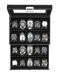Mens Watch Box Jewelry Organizer (Black / 20-slot)