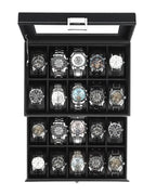Mens Watch Box Jewelry Organizer (Black / 20-slot)