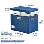 17" Large Fabric Storage Box with Lids (Navy / Large -2 Pack)