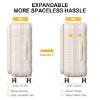 24 Inch Expandable Checked Luggage Hard Shell Suitcase (24 inch / Cream)