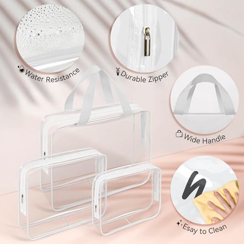 10 PCS Clear Travel Bags for Toiletries (White)