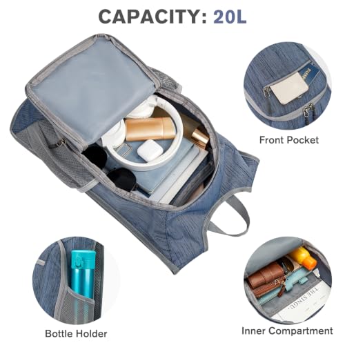 10 15L Small Rucksack Foldable Backpack Lightweight Packable Daypack Travel Outdoor Hiking Shoulder Bag (Dark Blue / 20L)