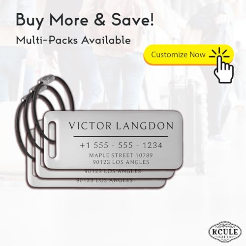 Personalized Luggage Tags for Suitcases (Grace Rectangle-silver)