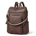 Vegan Leather Laptop Backpack for Women 15.6 inch Work Backpack Fashion Travel Backpack Purse for Business College (Crazy Horse Brown01)