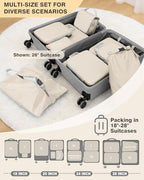 10 Piece Compression Packing Cubes with Travel Organizer Set (10-Cream / 10 Set)