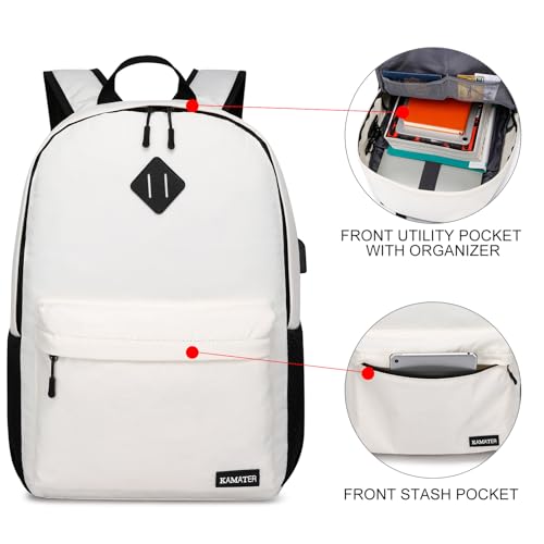 School Backpack for Teen Girls & College Women (D56-beige / 15.6 Inch)
