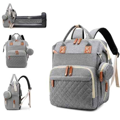 Diaper Bag Backpack with Changing Station (Grey)