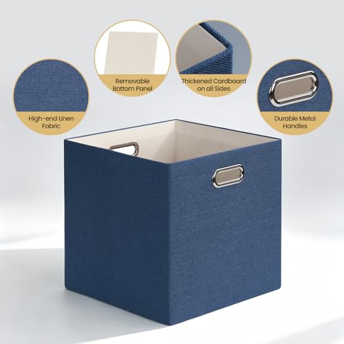 13x13x13 Storage Cube Basket Bins (13×13×13/4pcs / Army Blue)