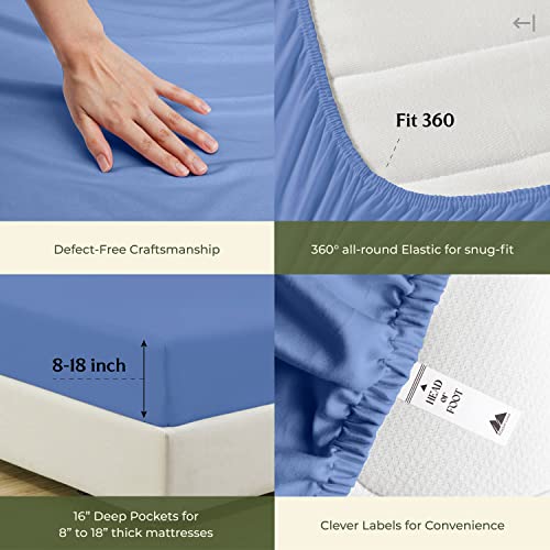 100% Egyptian Cotton Twin Size Sheet Set (Twin / 13 - Deep Blue)