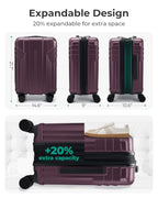 Expandable Carry On Luggage 22x14x9 Airline Approved (Expandable Carry On 20 Inch / Cherry Red)