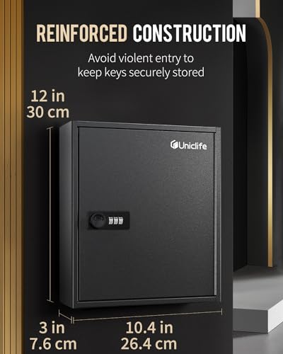 40 Position Key Cabinet with Combination Lock Resettable Black Digital Security Storage Box Steel Key Organizer with Adjustable Racks Colorful Key Tag Labels and Hooks (Black / 40 Keys)