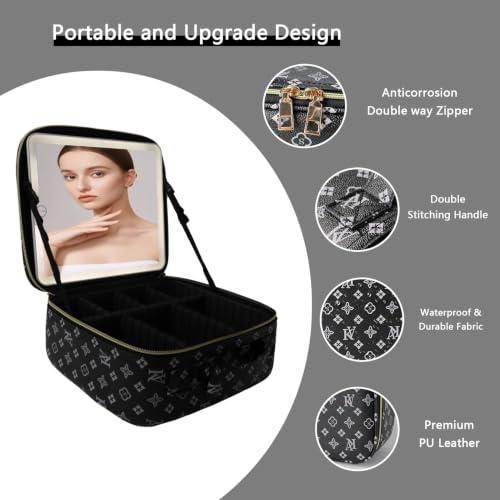 Makeup Bag with Led Mirror (Black-1 / with LED mirror)