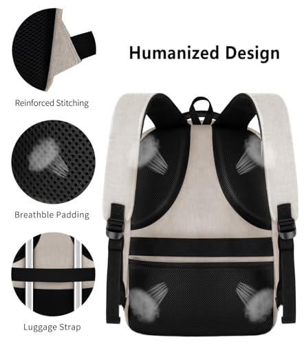 Travel Laptop Backpack for Women (A5-beige / 15.6)
