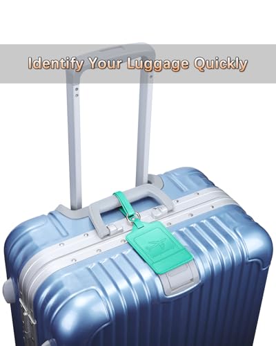 Leather Luggage Tags for Suitcases (Cyan)
