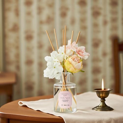 Cashmere Vanilla Reéd Diffuser Set with Flowers Reéd Diffuser Sticks (Cashmere Vanilla / 200ml)