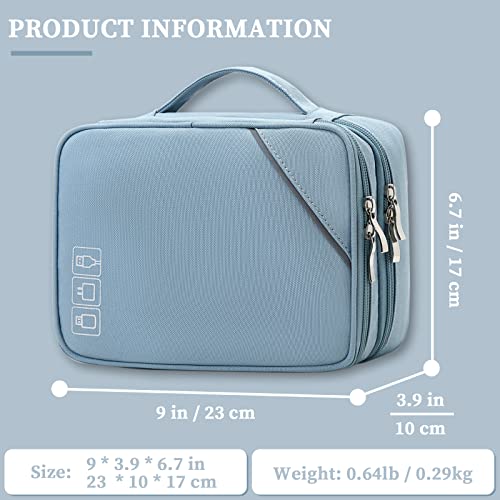 Custom Personalized Travel Cable Organizer Bag (4-Light blue-Customized / S)